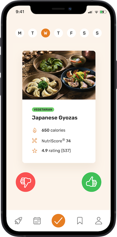 iPhone app approve meal plan screen